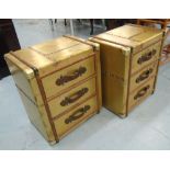 SIDE CHESTS, a pair, Aviation style, with three drawers below, 54cm x 39cm x 61cm H.