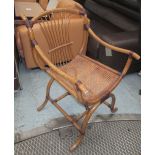 ARMCHAIR, bamboo with rattan seat, Classical style base, 55cm W.