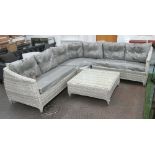 CONSERVATORY/GARDEN CORNER SOFA, in synthethic rattan and cane finish, 236cm x 236cm,