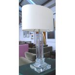 TABLE LAMP, crystal column form with oval silk Porta Romana shade, 75cm H.