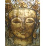 RUTH SADLER (Contemporary), 'Namasté' mixed media, acrylic on gold and silver leaf,