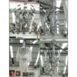 CHANDELIERS, a set of four, circa 1970's, one with smoked glass, 52cm H, one with oval glass panels,