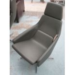 MODUS WRAP SWIVEL CHAIR, grey leather designed by Simon Pengelly, 71cm W.