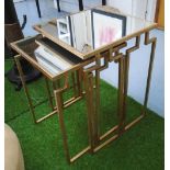 NEST OF TWO TABLES, with mirrored tops on metal supports, largest 45cm x 45cm x 64cm H.