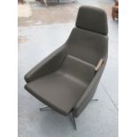 MODUS WRAP SWIVEL CHAIR, grey leather designed by Simon Pengelly, 71cm W.