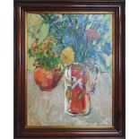 MARIE CARROL (Irish, 20th century), 'Still life, flowers' framed, 63cm x 47.5cm, oil on canvas.