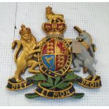 ROYAL COAT OF ARMS, multicoloured in resin, 74cm H.