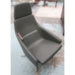 MODUS WRAP SWIVEL CHAIR, grey leather designed by Simon Pengelly, 71cm W.