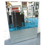 WALL MIRROR, rectangular with bevelled glass, 91.5cm W x 116cm H.