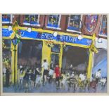 MARIE CARROLL (Irish, 20th century), 'Henry Grattan café' oil, framed, 71cm x 93cm,