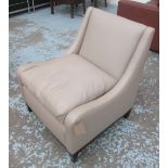 GEORGE SMITH ARMCHAIR, with grey leather upholstery, 76cm W.