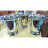 WINE COOLERS, a set of three, plated finish, 24cm H.