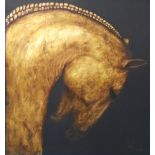 RUTH SADLER (Contemporary), 'Pilgrim' acrylic on gold leaf, 100cm x 100cm, signed.