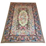 AUBUSSON STYLE TAPESTRY, 260cm x 178cm, floral medallion inside multiple organic borders in ivory,