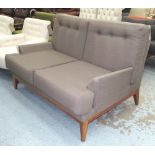 SOFA, Scandinavian style, in brown upholstery, 135cm L x 100cm D x 90cm H.