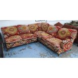 GEORGE SMITH CORNER SOFA, with kilim upholstery (in two sections), 250cm x 246cm (with faults).