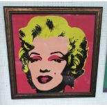 LACQUER WALL PANEL, of Marilyn Monroe in moulded frame, 116cm x 116cm.