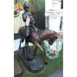 BRONZE, of Huntsman on horse, 113cm H.