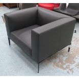 ARMCHAIR, grey leather, by Walter Knoll, on black metal base, 95cm W x 80cm D x 72cm H.