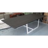 DINING TABLE, designed by Eric Jorgensen, the black top on cream metal, 143cm D x 275cm L.