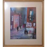 20TH CENTURY SCHOOL, 'Town Scenes', pastel, a set of four, 26.5cm x 21.