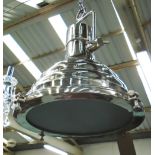 CEILING LIGHT, Industrial style in chromed metal finish, 59cm H.