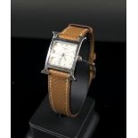 HERMES HEURE H WRISTWATCH, stainless steel with monogrammed crown,