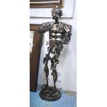 MACHINE PART SCULPTURE, of a robot, 165cm H x 55cm W.