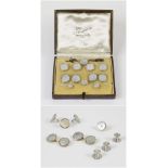 GEMSET CUFFLINKS 18K gold, mother of pearl and platinum cufflinks,