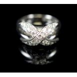 DIAMOND AND 18K GOLD RING pave set diamonds laid in 18K white gold, marked 750,