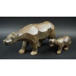 BRONZES, of a polar bear and cub, contemporary style, 41cm and 19cm L.