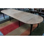 DINING TABLE, French style, drop leaf extending to over 11ft with six additional leaves,