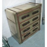 CHEST OF DRAWERS, luggage style with four drawers below, 81cm x 41cm x 80cm H.