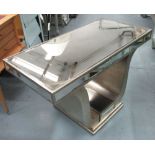 MIRRORED OCCASIONAL TABLE, on a silver painted Art Deco style base, 81cm x 41cm x 51cm H.