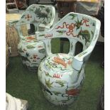 ORIENTAL CERAMIC GARDEN SEATS, a pair, decorated dragons, each 65cm H.