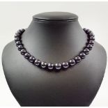 BLACK PEARL COLLAR NECKLACE 12mm AAA quality freshwater black pearls, with an antique silver clasp,