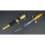 SOVIET NAVAL DRESS DAGGER, the stainless steel blade bearing date 1955,