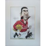 ERIC CANTONA AND RUUD GULLIT, signed caricatures, mounted and framed, each 42.5cm H x 32.