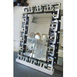 MIRROR, with bevelled plate with raised Greek key mirrored border, 118cm x 81cm.