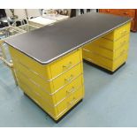 ODEON STYLE DESK, by Müller in yellow, 78cm H x 175cm x 80cm.