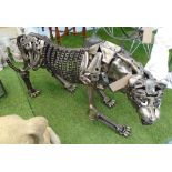 MACHINE PART SCULPTURE, of a panther, 145cm L x 62cm H.