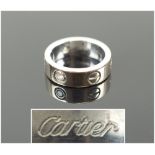 CARTIER LOVE RING round brilliant cut diamonds laid in 18K white gold, signed Cartier,