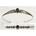 VAN ANDEL & PEACE GEMSET TIARA AND BRACELET SET, central oval cut amethysts adorned with diamonds,