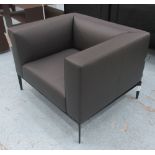 ARMCHAIR, grey leather, by Walter Knoll, on black metal base, 95cm W x 80cm D x 72cm H.