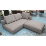 SOFA, in brown felt by Zanotta, 200cm L x 112cm D x 64cm H, with footstool,