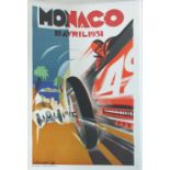 'MONACO GRAN PRIX 1931', Imp.Arte Paris museé de l'automobiliste, 98.5cm x 67.5cm, framed.