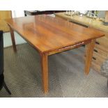 DINING TABLE, in fruitwood on square supports from John Lewis, 181cm x 101cm x 77cm H.