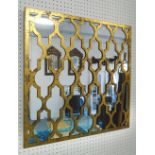MOROCCAN STYLE MIRRORS, a pair, metal framed with a vintage gold effect finish, 62cm x 62cm.