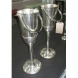 WINE COOLERS, a pair, polished metal floor standing, 62cm H.