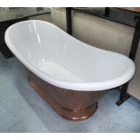 SLIPPER BATH, white enamel on copper, 177cm L.